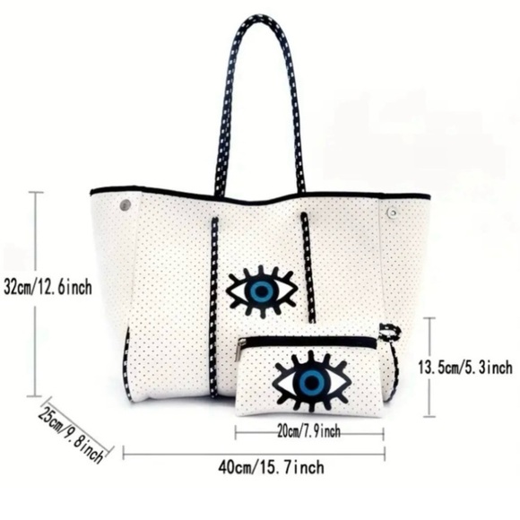 Large Neoprene Tote with Evil Eye - Picture 3 of 8